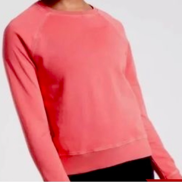 Hi-Line Coral Sunwashed Cotton Terry Crewneck Sweatshirt - Picture 1 of 4